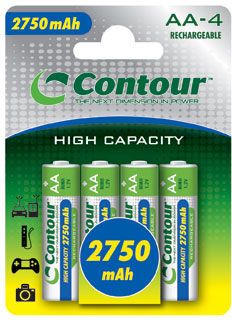 Contour AA 2750mAh Rechargeable Batteries - Pack