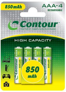 Contour AAA 850mAh Rechargeable Batteries - Pack