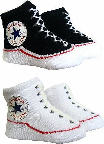 Converse Baby Booties Socks - Black / White