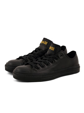 Black All Star Perforated Leather Trainer
