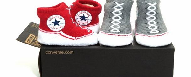 Chuck Taylor Red/Grey Booties/socks 0/6 months