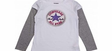 Converse Girls White T Shirt L17/F18