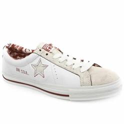 Male Converse One Star Ox Fabric Upper in White and Red