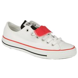 Converse Male Ox All Star Low Textile Upper Textile Lining in White Red