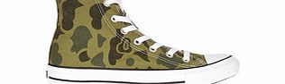 Converse Mens olive green camouflage hi-tops
