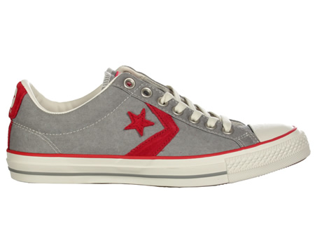 Converse Star Player EV Grey/Red Canvas Trainers