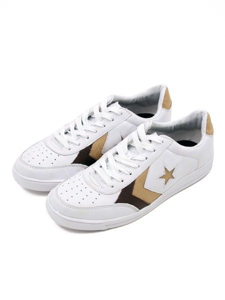 Converse White/Tan Leather Lo Trainers