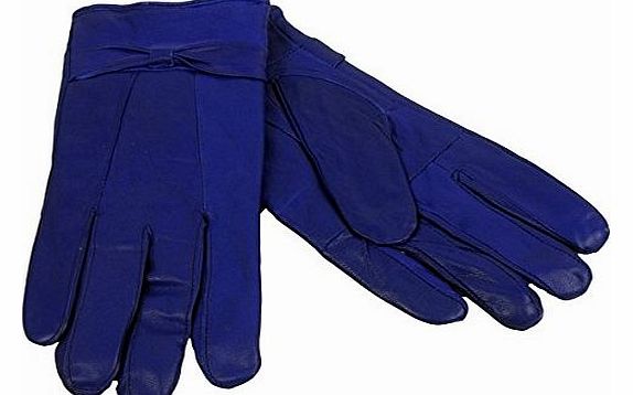 Cookies and Cream Ladies Womens Soft Fleece Lined Coloured Genuine Leather Bow Gloves Winter M/L