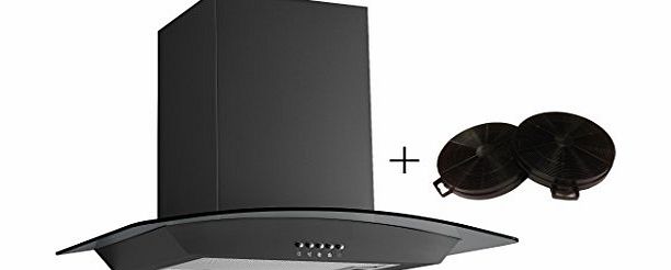 Cookology by theWrightBuy Cookology CGL600BK 60cm Curved Glass Chimney Cooker Hood in Black with Filters