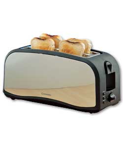 Cookworks Stainless Steel 4 Slice Long Toaster