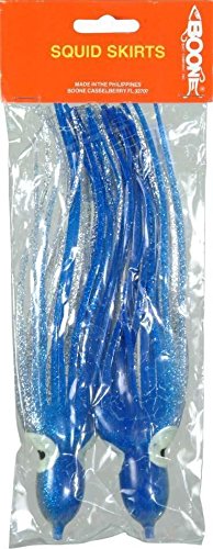 Cool Cargo Fishing Boone Bait Blue/Silver Squid Skirt 2 Per Pack 7.75`` - Can Be Used w/A Strip Rig
