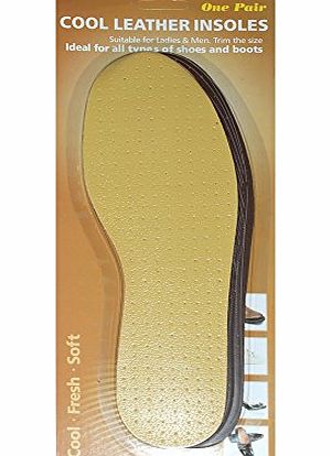 Cool Leather Insoles - Unisex - Cool Fresh Soft - Full Length Trim to Fit