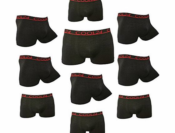 COOL24 10 Pack of COOL24 seamless microfibre boxer shorts for men in black - L