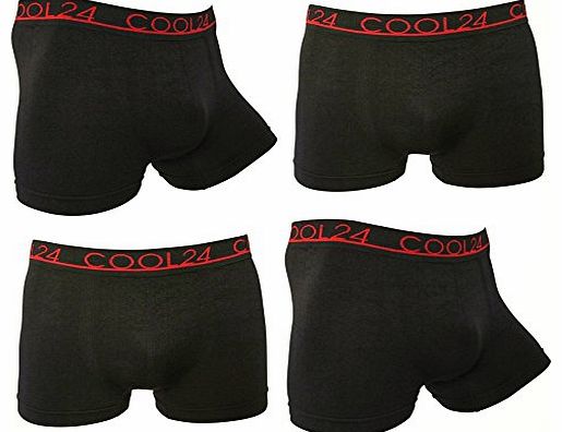 COOL24 4 Pack of COOL24 seamless microfibre boxer shorts for men in black - XL
