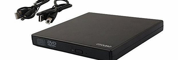 Slimline USB External CD RW DVD ROM Drive for Laptops, Desktops and Notebooks (Black) with Microfiber Cloth