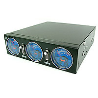 Musketeer 1 Black Analogue display for fan voltage sound temperature.