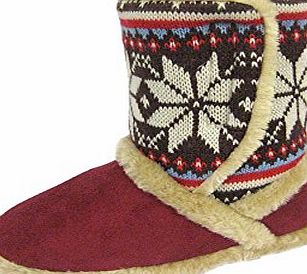 Coolers Ladies Coolers Furry Fold Down Boot Slippers Sizes 3 - 8 (Medium UK 5-6, Red)