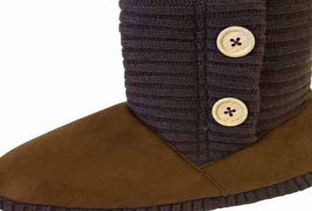 Coolers Ladies Coolers Wool Knitted Boot slipper W108 UK3-4 Brown
