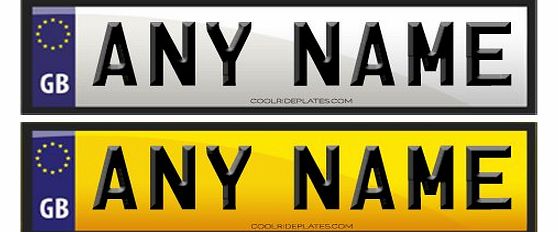 Coolrideplates Personalised Self-Adhesive 12x3cm Number Plate Stickers (1 front 
