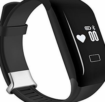 COOSA Fitness Tracker with Heart Rate Monitor, H3 Wireless Bluetooth Waterproof Touch Screen Smart Watch Healthy Wristband for Android,IOS (1Black)