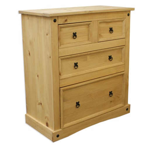 Mexican 2+2 Chest of Drawers In Solid Pine