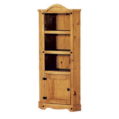 Dark Corona Pine Bookcase Corner Cabinet