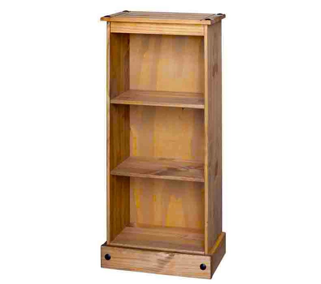 Pine low narrow bookcase