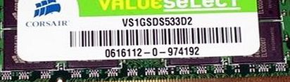 Corsair DDR2, 533MHZ 128M*64 NONECC CL4 UNBUFFERED laptop/notebook memory - VS1GSDS533D2