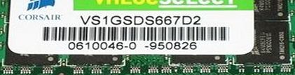 Corsair DDR2, 667MHZ 128MX64 NON-ECC UNBUFFERED notebook/laptop memory - VS1GSDS667D2