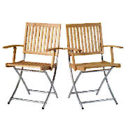 Wood & Aluminium Chairs, Pack Of 2