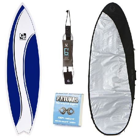 Cortez Blue Fish Surfboard Package - 6ft 0