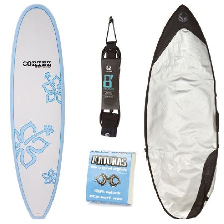 Cortez Blue Fun Surfboard Package - 7ft 2