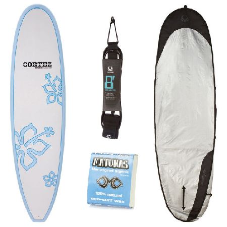 Cortez Blue Fun Surfboard Package - 7ft 6