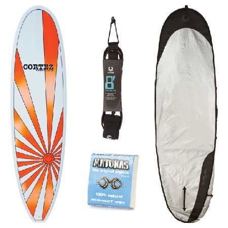 Cortez Orange Sunset Fun Surfboard Package - 7ft 6