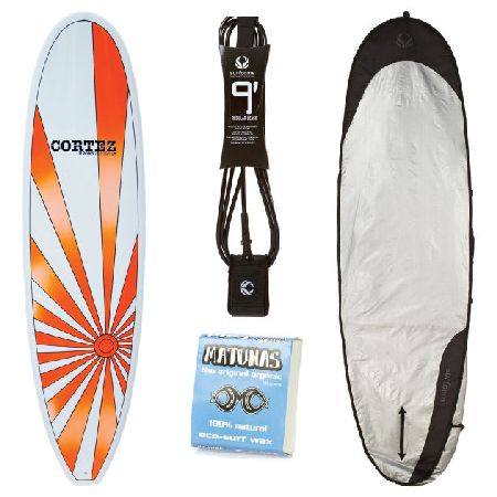 Cortez Orange Sunset Fun Surfboard Package - 8ft 6