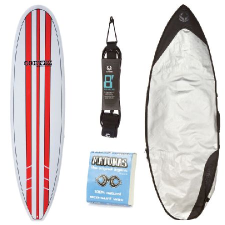 Cortez Red Fun Surfboard Package - 7ft 2