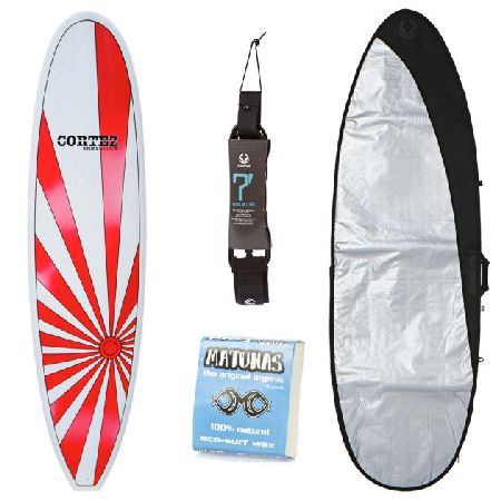 Cortez Red Kamikaze Fun Surfboard Package - 7ft 0