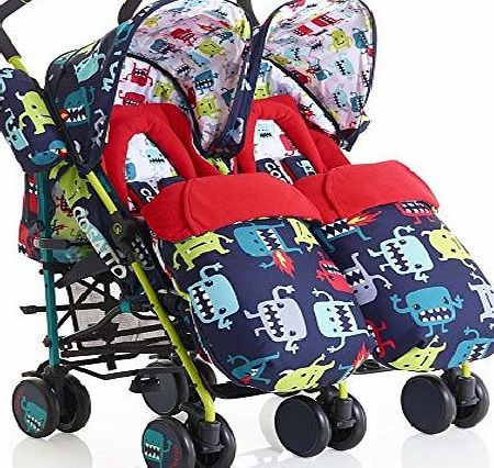 Cosatto Supa Dupa Twin Stroller Cuddle Monster 2 - Blue