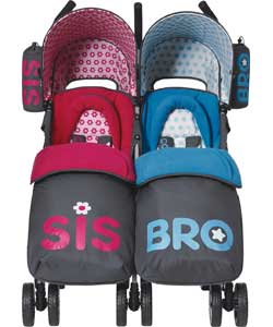 Cosatto You2 Twin Pushchair Sis and Bro Too