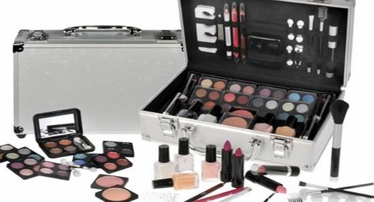 Travel Cosmetic Vanity Case 59 Piece Beauty Train Box Make Up Gift Set