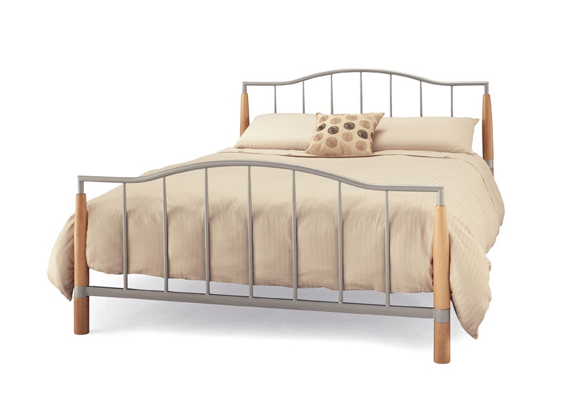 Natural and Silver Double Bedstead
