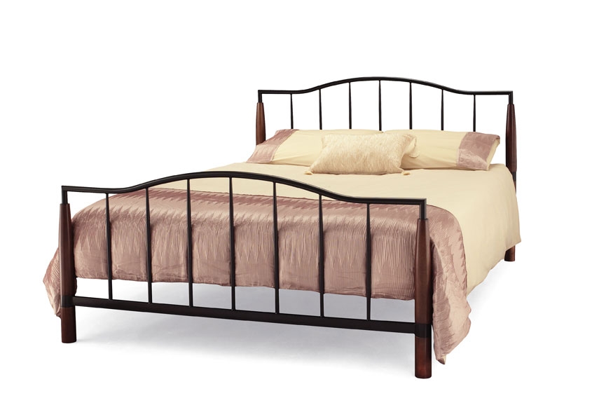 Walnut and Black Double Bedstead