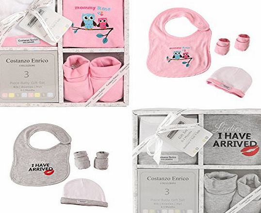 Costanzo Enrico Designer 3 Piece Baby Gift Set For Boys and Girls (Pink)