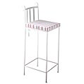 Cotswold Company White Wrought Iron Bar Stool with stripe cushion