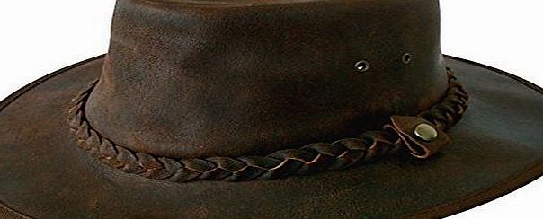 Cotswold Country Hats Explorer Brown Leather Bush Hat from Cotswold Country Hats (63cm XXL)