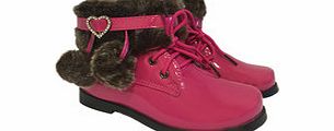 Couche Tot Alison pink faux fur lace-up boots