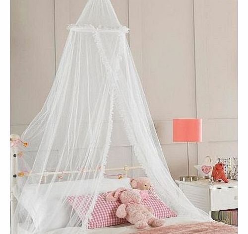 Childrens Girls Bed Canopy Mosquito Fly Netting Net New 30x230cm - White Ruffle