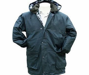 Country Wear Countrywear New Mens Waxed Cotton Padded Quilted Jacket Branded Coat With Hood Outdoor Countryside Oiled Fishing Hunting Shooting Farming Riding Check Lining (Olive Large)