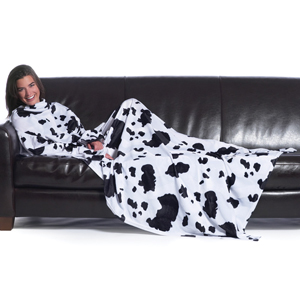 Cow Print Slankets - Fleece Blanket With Sleeves