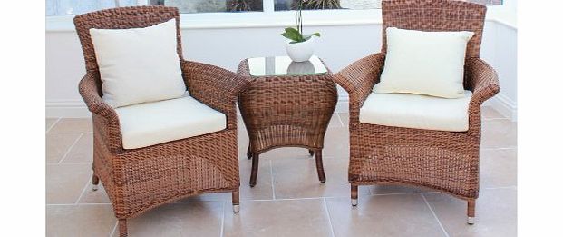 Cozy Bay Sicilia Rattan Furniture Java Honey Garden Conservatory Tea For Two Set